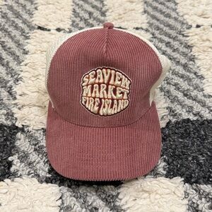 Seaview Market Fire Island Corduroy Trucker Hat - Dusty Rose & White